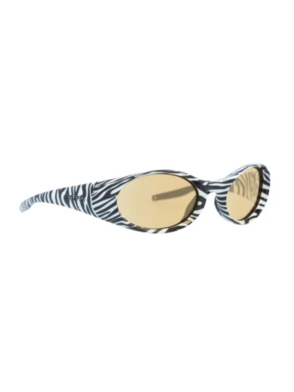 Zebra Print Oval Sunglasses with Amber Lenses